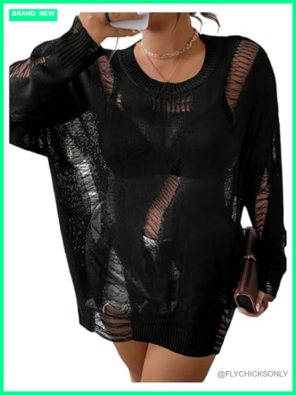 Plus Size Ripped Hollow Out Oversized Punk Sweater Pullover